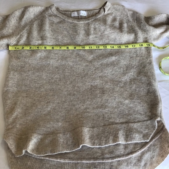 Knit by Note Chic Korean Asymmetrical Long Sleeve Sweater Wool Blend Beige Gray - Picture 10 of 16